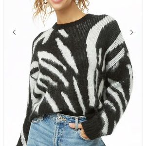 Zebra Striped Brush Knit Sweater